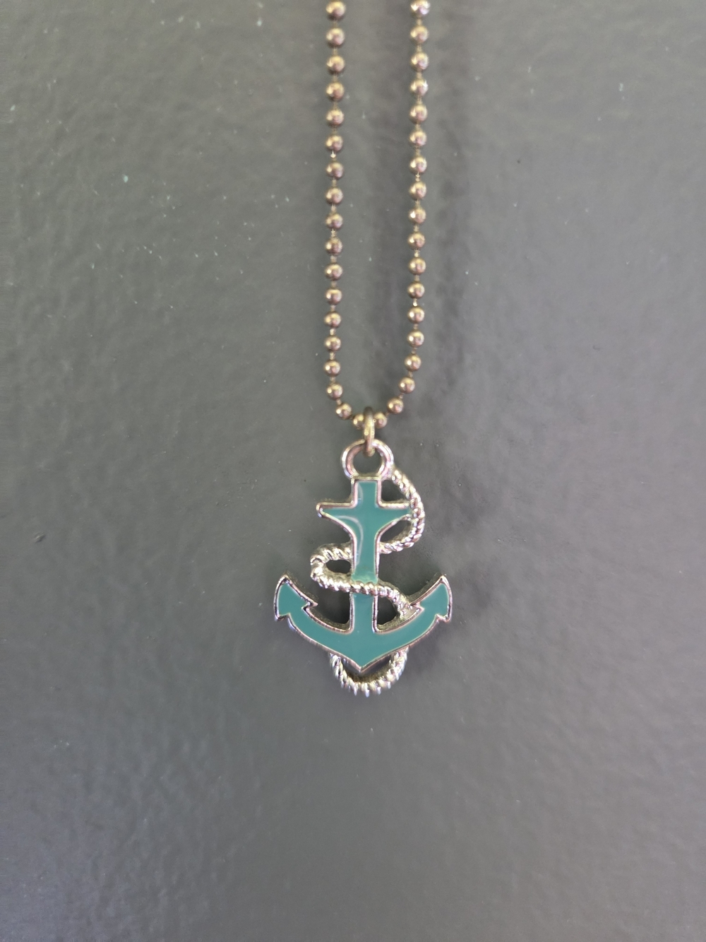 Kids Teal Anchor Pendant Necklace - Unbranded